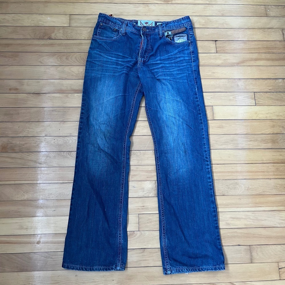 Tapout Vintage Mens Straight Leg Jeans Blue Medium Wash MMA Y2K Size 34x31